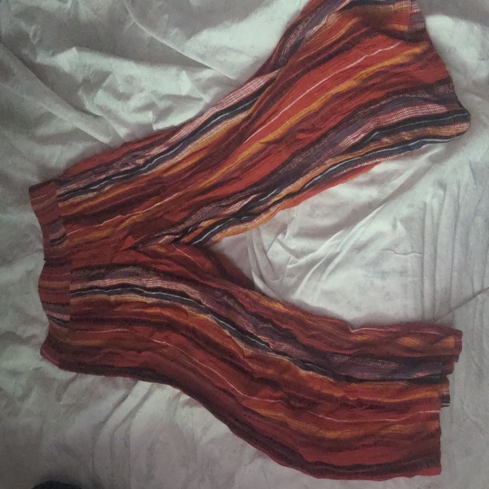 Orange striped flowy pant